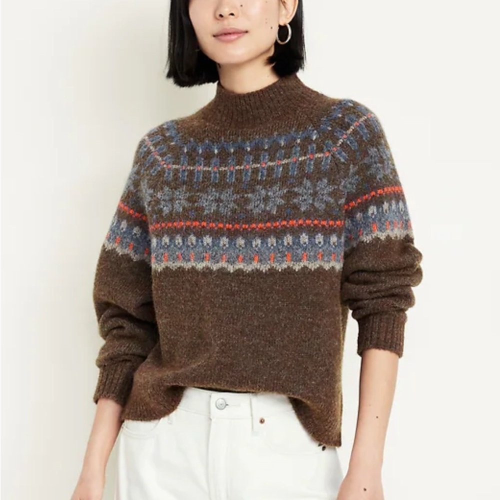 Old Navy EUC Size XXL Holiday Print Mock Neck Sweater